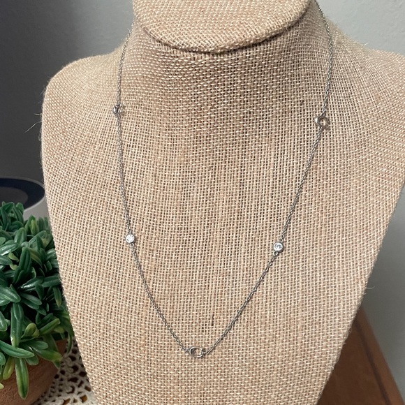 Coach Jewelry - COACH Signature C Sparkle Station Necklace Silver Tone with Crystals 18”L